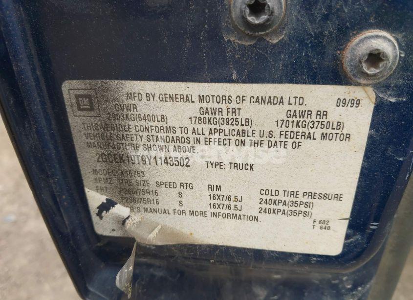 Photo 9 of 2000 Chevrolet Silverado 1500 LS (VIN 2GCEK19T9Y1143502)