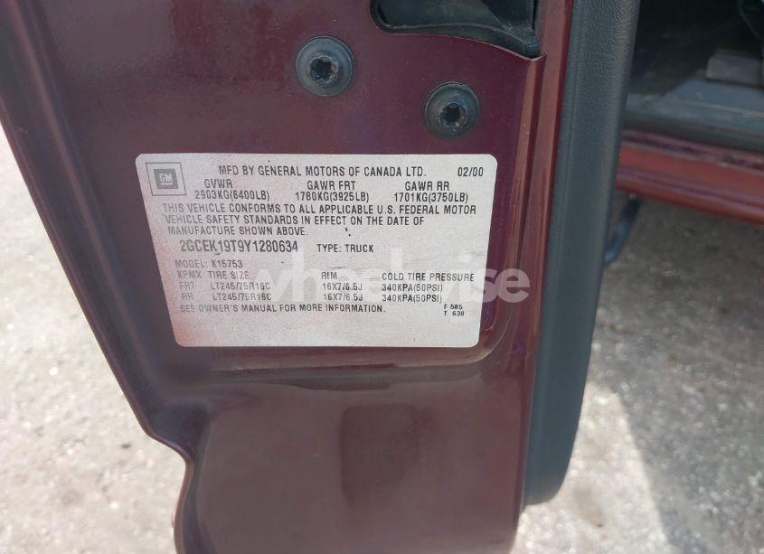 Photo 9 of 2000 Chevrolet Silverado 1500 LS (VIN 2GCEK19T9Y1280634)