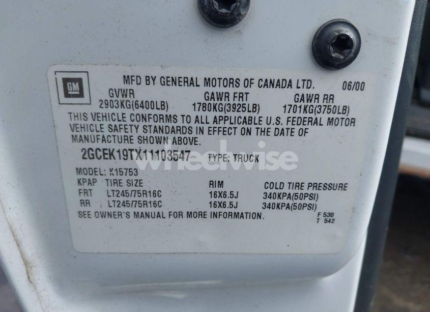 Photo 9 of 2001 Chevrolet Silverado 1500 LS (VIN 2GCEK19TX11103547)