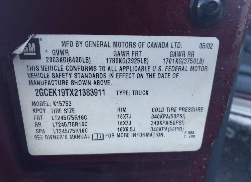 Photo 9 of 2002 Chevrolet Silverado 1500 LS (VIN 2GCEK19TX21383911)