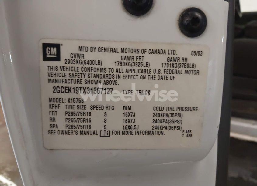 Photo 9 of 2003 Chevrolet Silverado 1500 LS (VIN 2GCEK19TX31367127)