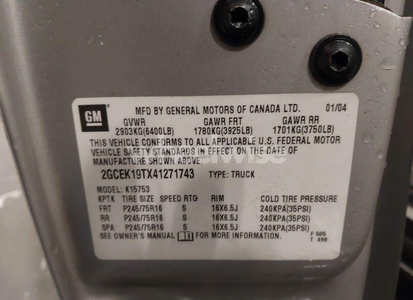 Photo 9 of 2004 Chevrolet Silverado 1500 WORK TRUCK (VIN 2GCEK19TX41271743)