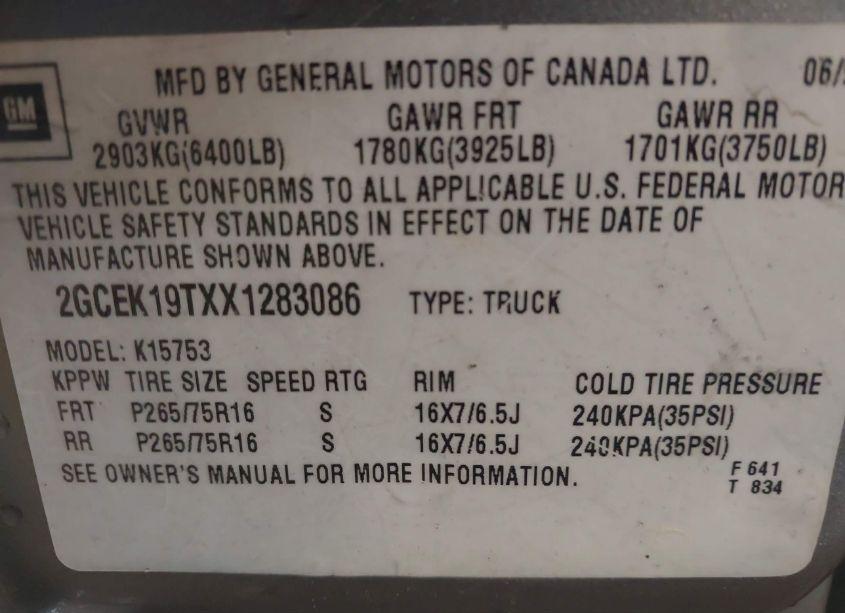 Photo 9 of 1999 Chevrolet Silverado 1500 LS (VIN 2GCEK19TXX1283086)