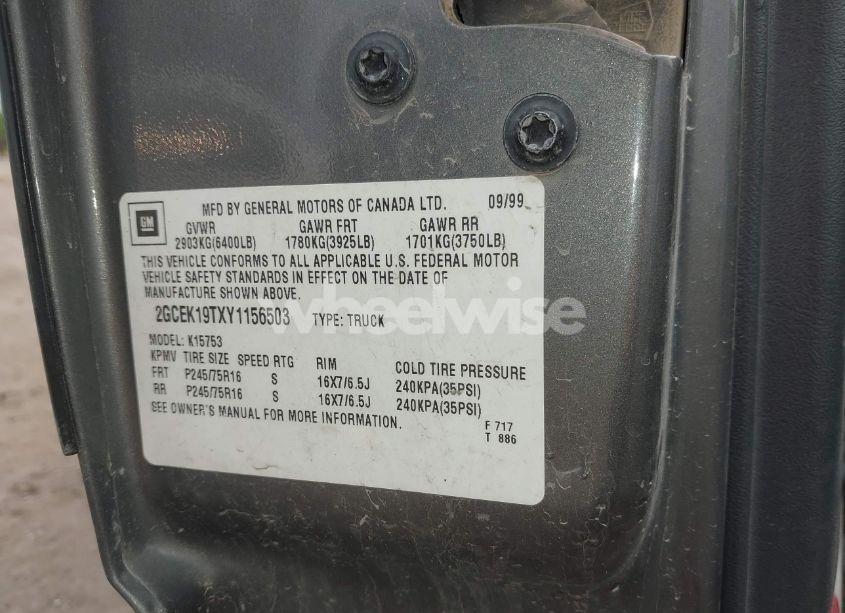 Photo 9 of 2000 Chevrolet Silverado 1500 LS (VIN 2GCEK19TXY1156503)