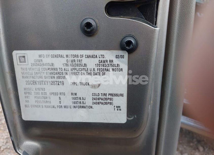 Photo 9 of 2000 Chevrolet Silverado 1500 LS (VIN 2GCEK19TXY1287219)