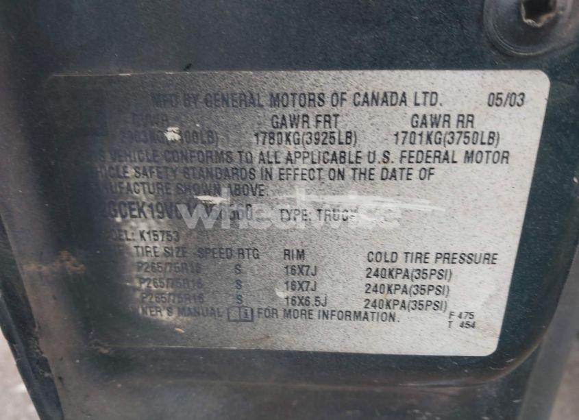 Photo 9 of 2003 Chevrolet Silverado 1500 LS (VIN 2GCEK19V031356560)