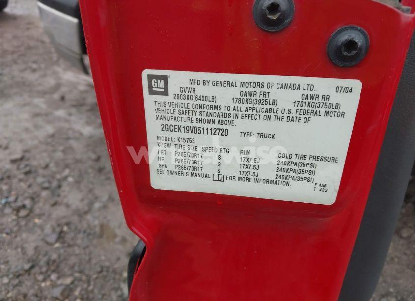 Photo 9 of 2005 Chevrolet Silverado 1500 (VIN 2GCEK19V051112720)