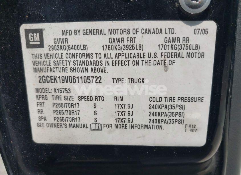 Photo 9 of 2006 Chevrolet Silverado 1500 LT1 (VIN 2GCEK19V061105722)