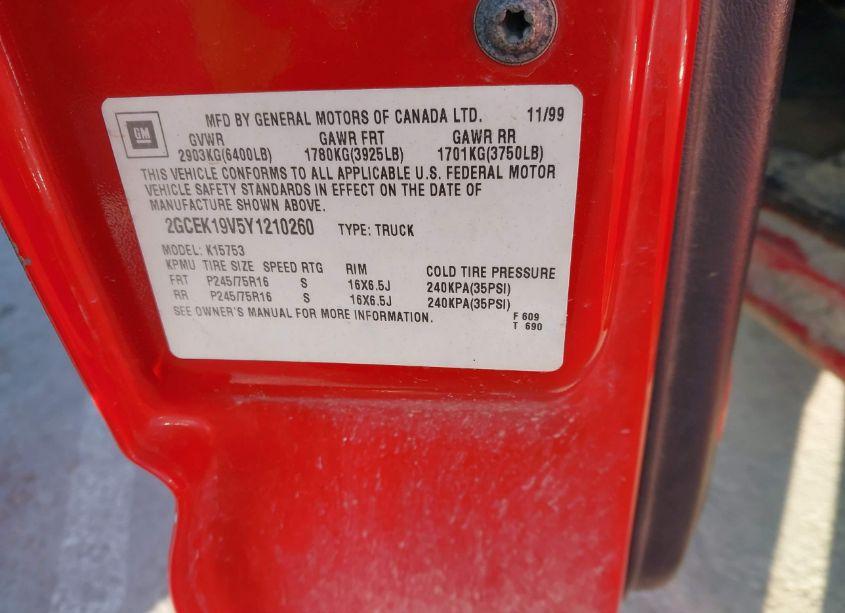 Photo 9 of 2000 Chevrolet Silverado 1500 LS (VIN 2GCEK19V5Y1210260)