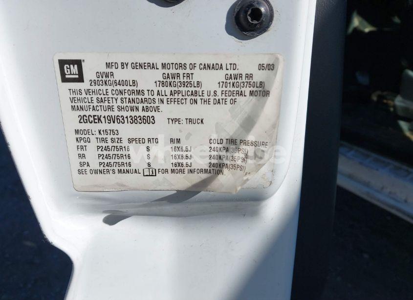 Photo 9 of 2003 Chevrolet Silverado 1500 (VIN 2GCEK19V631383603)