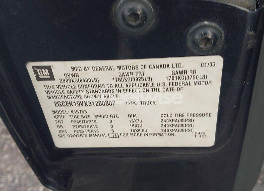 Photo 9 of 2003 Chevrolet Silverado 1500 LS (VIN 2GCEK19VX31260807)