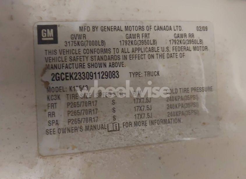 Photo 9 of 2009 Chevrolet Silverado 1500 LT (VIN 2GCEK233091129083)