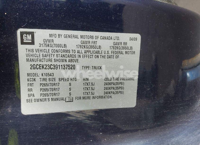 Photo 9 of 2009 Chevrolet Silverado 1500 LT (VIN 2GCEK23C391137520)