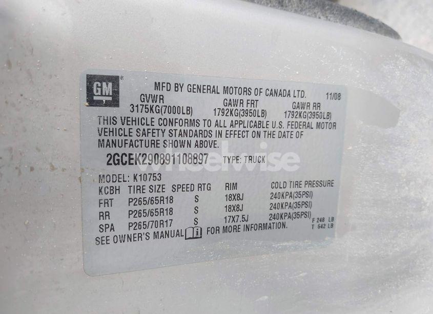 Photo 9 of 2009 Chevrolet Silverado 1500 LT (VIN 2GCEK290891108897)