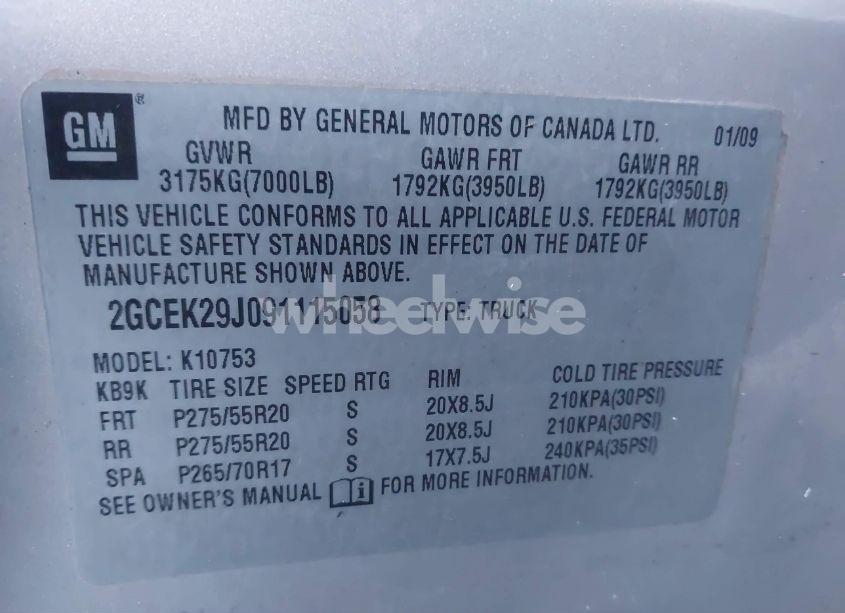 Photo 9 of 2009 Chevrolet Silverado 1500 LT (VIN 2GCEK29J091115058)