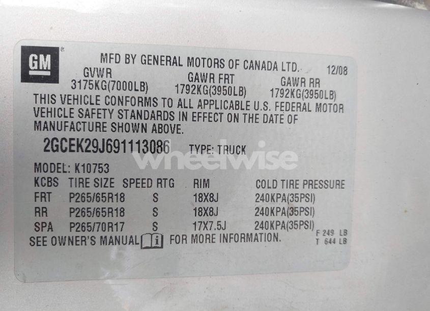 Photo 9 of 2009 Chevrolet Silverado 1500 LT (VIN 2GCEK29J691113086)