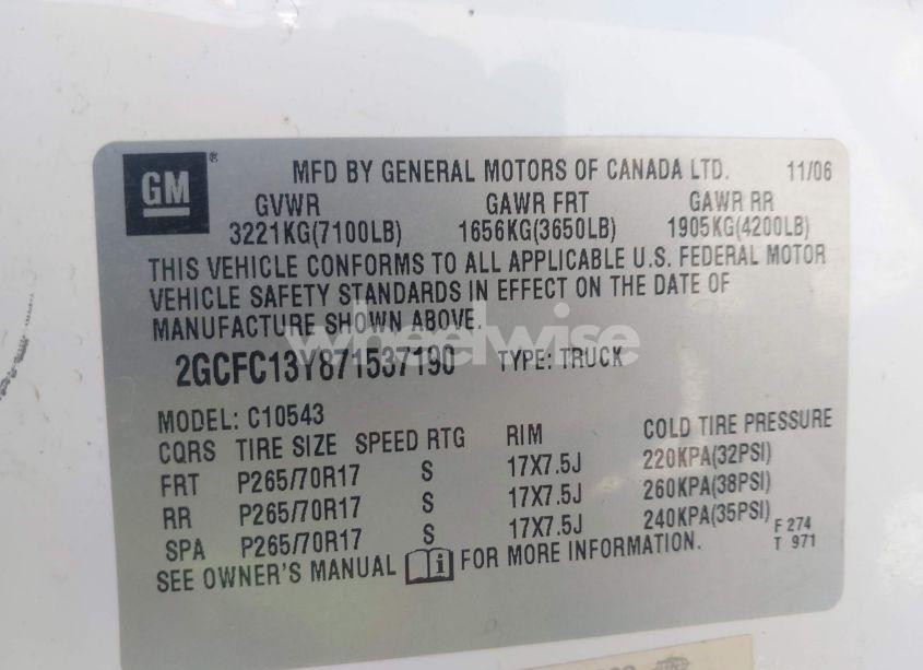 Photo 9 of 2007 Chevrolet Silverado 1500 LT1 (VIN 2GCFC13Y871537190)