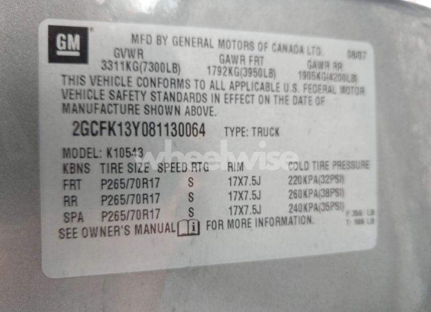 Photo 9 of 2008 Chevrolet Silverado 1500 LT1 (VIN 2GCFK13Y081130064)