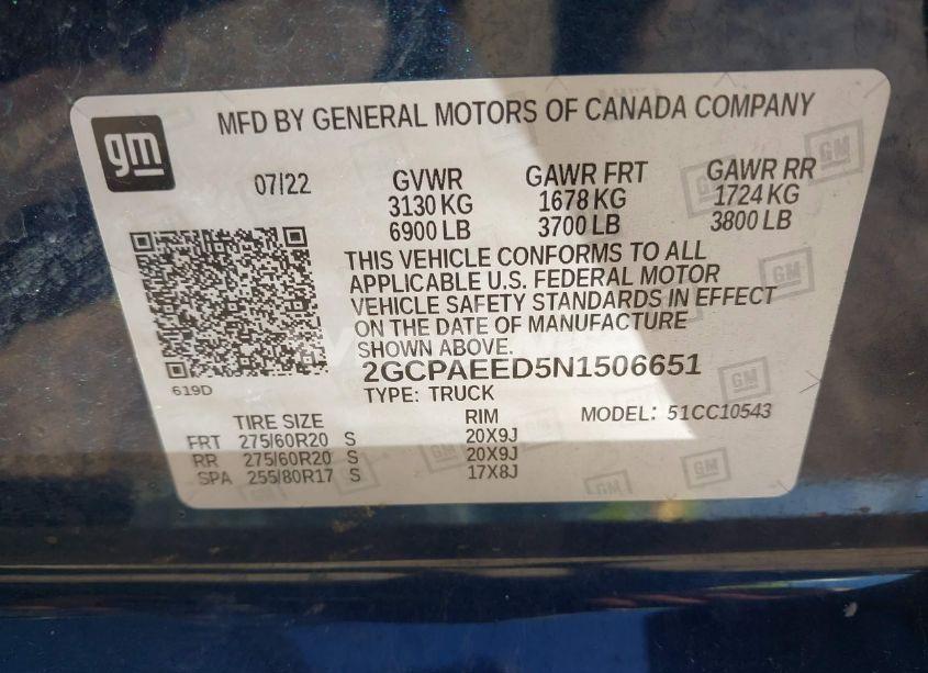 Photo 9 of 2022 Chevrolet Silverado 1500 (VIN 2GCPAEED5N1506651)