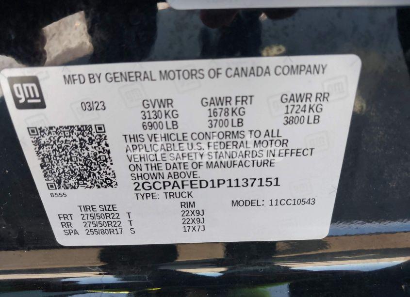 Photo 9 of 2023 Chevrolet Silverado 1500 2WD SHORT BED HIGH COUNTRY (VIN 2GCPAFED1P1137151)