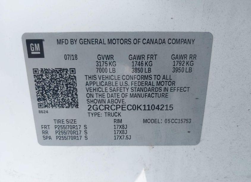 Photo 9 of 2019 Chevrolet Silverado 1500 LD LT (VIN 2GCRCPEC0K1104215)