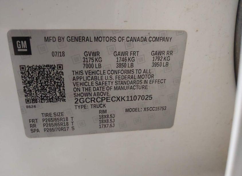 Photo 9 of 2019 Chevrolet Silverado 1500 LD LT (VIN 2GCRCPECXK1107025)