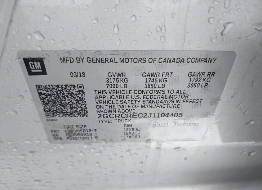 Photo 9 of 2018 Chevrolet Silverado 1500 1LT (VIN 2GCRCREC2J1104405)