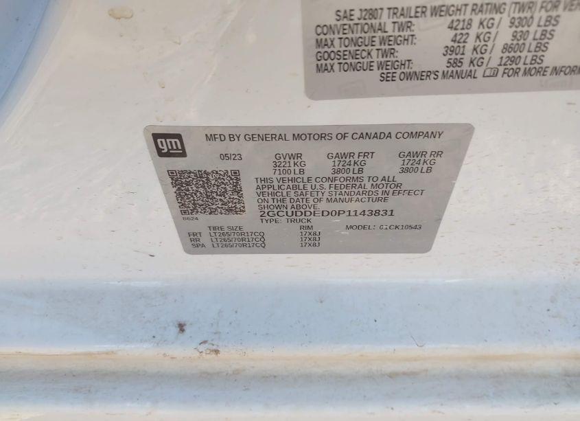 Photo 9 of 2023 Chevrolet Silverado 1500 4WD STANDARD BED LT (VIN 2GCUDDED0P1143831)