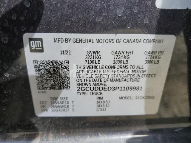 Photo 8 of 2023 CHEVROLET SILVERADO K1500 LT (VIN 2GCUDDED3P1109981)