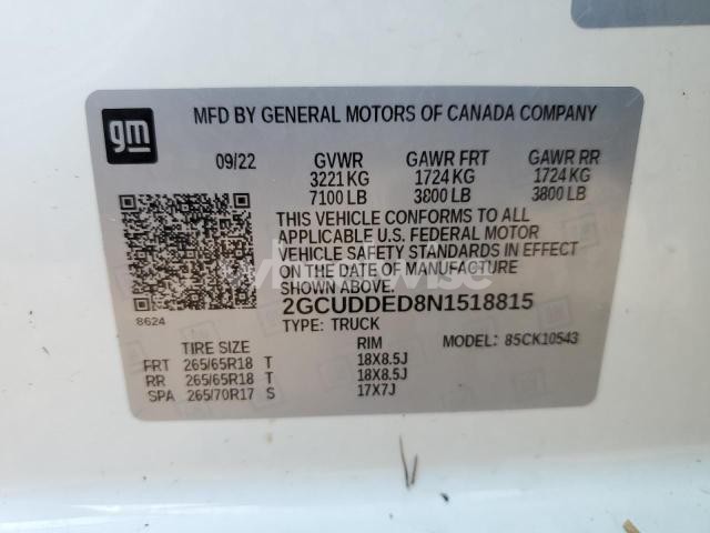 Photo 11 of 2022 CHEVROLET SILVERADO K1500 LT (VIN 2GCUDDED8N1518815)