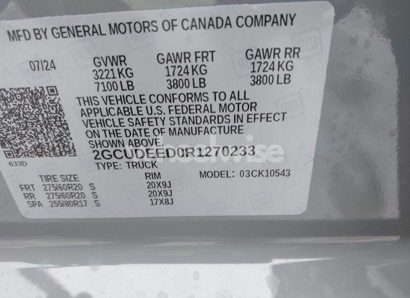 Photo 9 of 2024 Chevrolet Silverado 1500 4WD SHORT BED RST (VIN 2GCUDEED0R1270233)