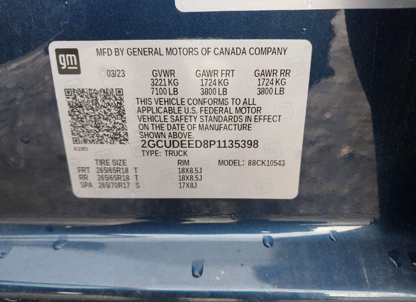 Photo 9 of 2023 Chevrolet Silverado 1500 4WD SHORT BED RST (VIN 2GCUDEED8P1135398)