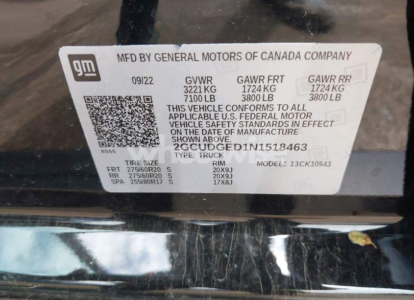 Photo 9 of 2022 Chevrolet Silverado 1500 4WD SHORT BED LTZ (VIN 2GCUDGED1N1518463)