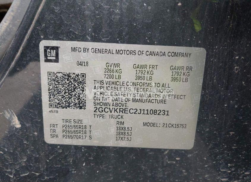 Photo 9 of 2018 Chevrolet Silverado 1500 2LT (VIN 2GCVKREC2J1108231)