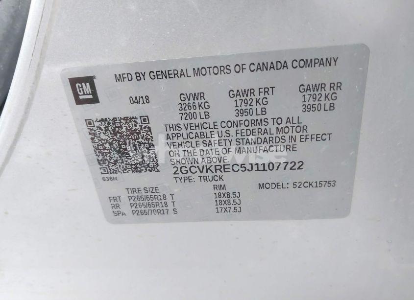 Photo 9 of 2018 Chevrolet Silverado 1500 2LT (VIN 2GCVKREC5J1107722)