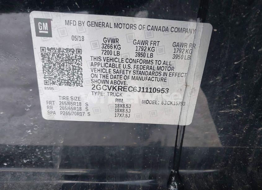 Photo 9 of 2018 Chevrolet Silverado 1500 2LT (VIN 2GCVKREC6J1110953)