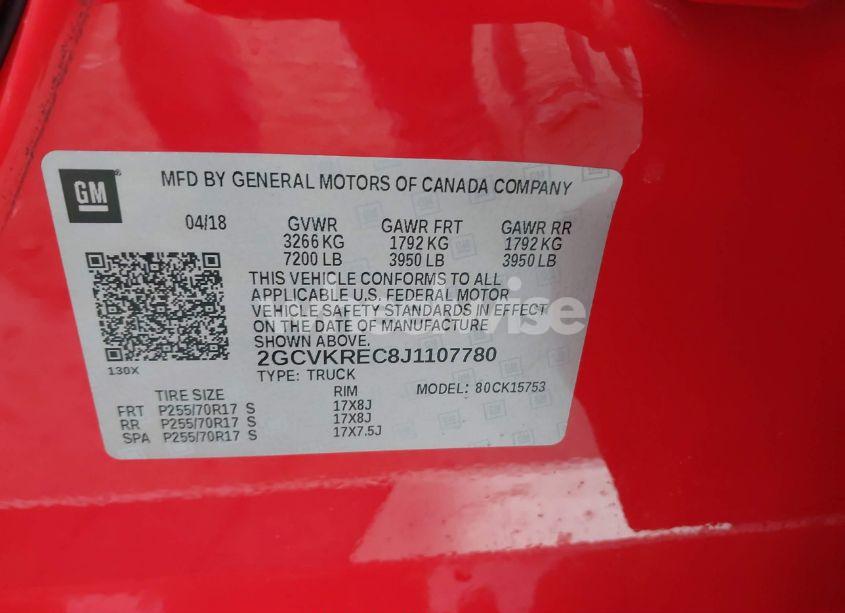 Photo 9 of 2018 Chevrolet Silverado 1500 1LT (VIN 2GCVKREC8J1107780)