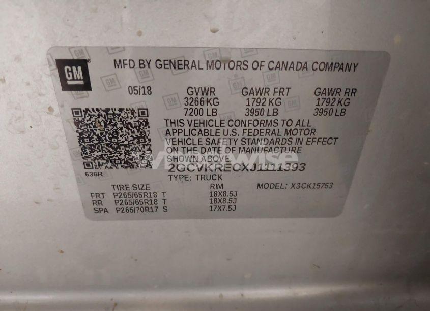 Photo 9 of 2018 Chevrolet Silverado 1500 2LT (VIN 2GCVKRECXJ1111393)