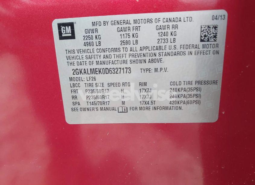 Photo 9 of 2013 Gmc Terrain SLE-1 (VIN 2GKALMEK0D6327173)