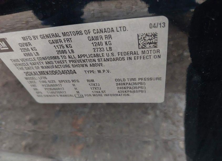 Photo 9 of 2013 Gmc Terrain SLE-1 (VIN 2GKALMEK0D6349304)