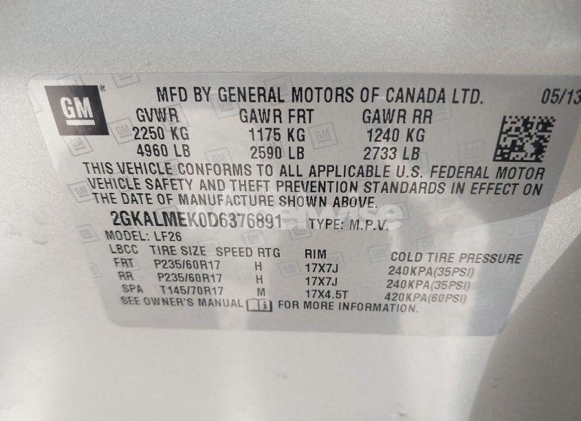 Photo 9 of 2013 Gmc Terrain SLE-1 (VIN 2GKALMEK0D6376891)