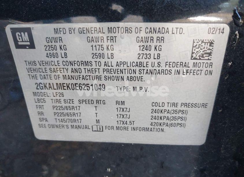 Photo 9 of 2014 Gmc Terrain SLE-1 (VIN 2GKALMEK0E6251049)