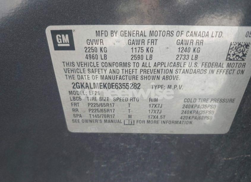 Photo 9 of 2014 Gmc Terrain SLE-1 (VIN 2GKALMEK0E6355282)