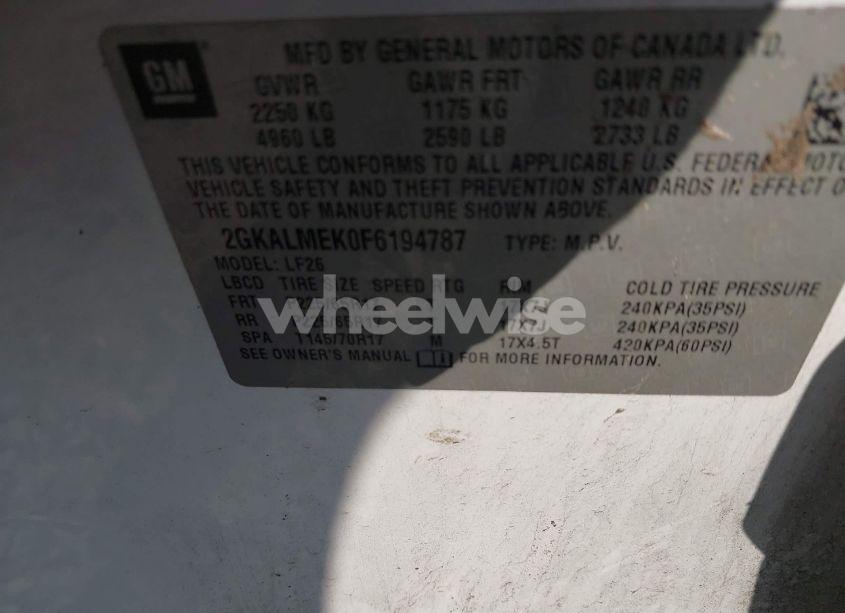 Photo 9 of 2015 Gmc Terrain SLE-1 (VIN 2GKALMEK0F6194787)