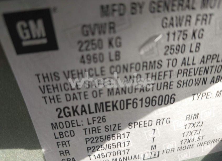 Photo 9 of 2015 Gmc Terrain SLE-1 (VIN 2GKALMEK0F6196006)