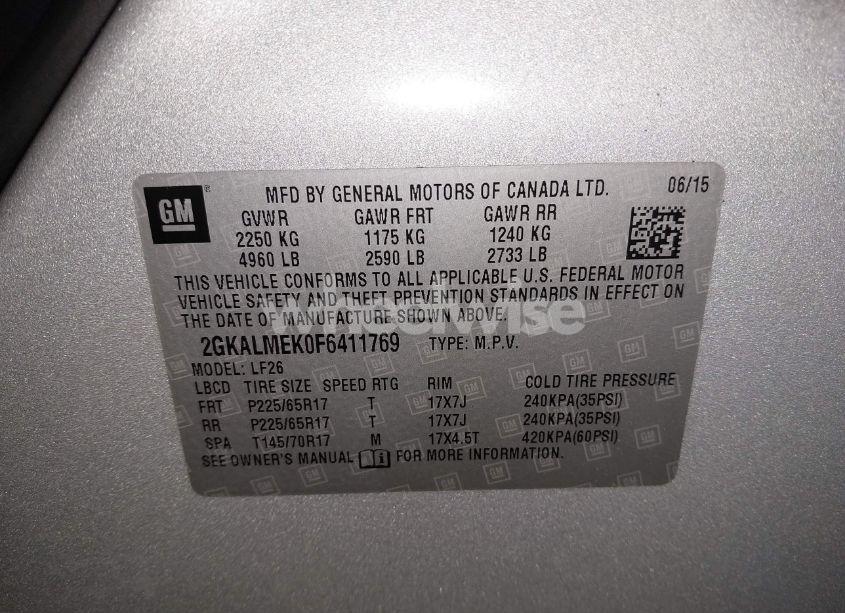 Photo 9 of 2015 Gmc Terrain SLE-1 (VIN 2GKALMEK0F6411769)