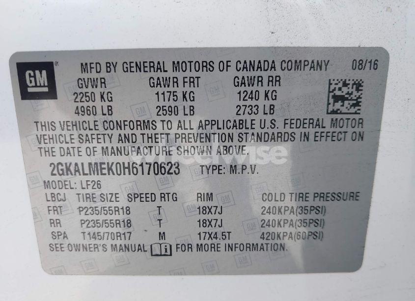 Photo 9 of 2017 Gmc Terrain SLE-1 (VIN 2GKALMEK0H6170623)