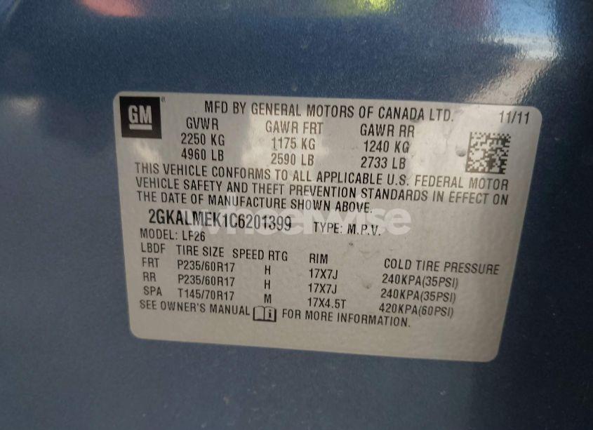 Photo 9 of 2012 Gmc Terrain SLE-1 (VIN 2GKALMEK1C6201399)