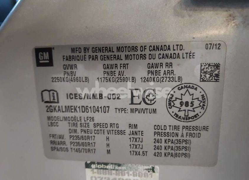 Photo 9 of 2013 Gmc Terrain SLE-1 (VIN 2GKALMEK1D6104107)