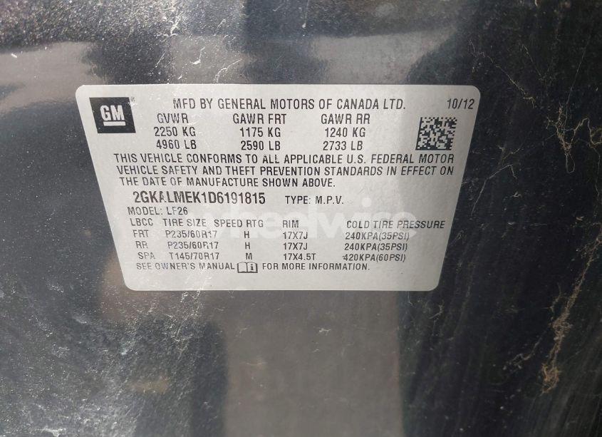 Photo 9 of 2013 Gmc Terrain SLE-1 (VIN 2GKALMEK1D6191815)